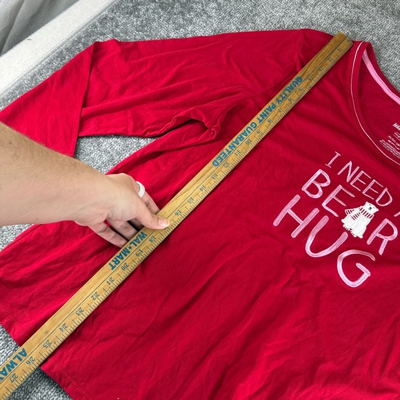 NWT White Stag Long Sleeve Pajama Top Shirt Red I Need A Bear Hug Womens XL - Picture 4 of 7